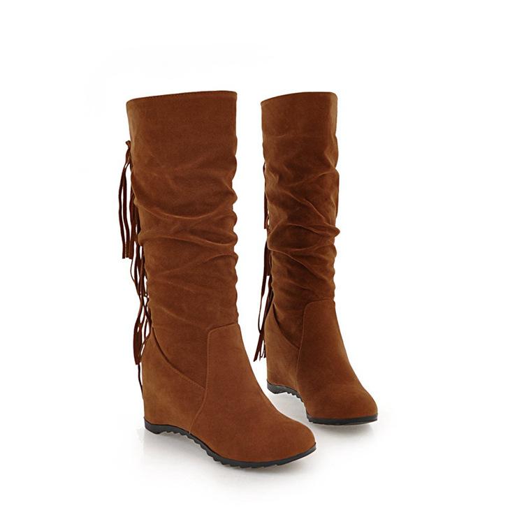 Mote Dame Flate Støvletter Lave Gummi Hæler Søm PU Kort Plysj med Dame Gummistøvler Regn Lav PU Hæler Søm Kort Plysj