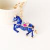 Keychain Pendant Chinese Zodiac Enamel Horse Rhinestones Inlaid Key Chain Metal Charm Bags Keyring Backpack Car Accessories