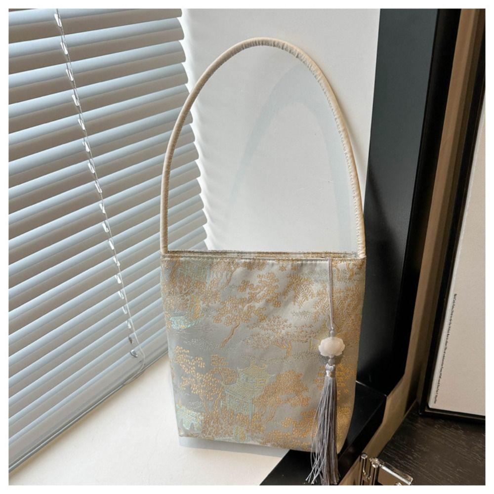 Printed New Chinese Style Handbag Large Capacity Flower Underarm Bag  Outdoor