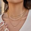 Wanxing European American Stainless Steel 18k Four-layer Stacked Water Drop Zircon Bamboo Pendant Necklace Fashion Simple
