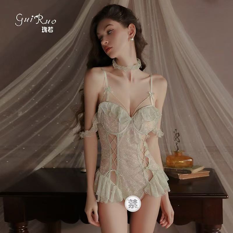 Sexy sexy lingerie hot perspective mesh one-piece uniform plus size suit 2390