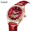 Deselon Ladies' Leather Band Diamond Waterproof Stylish Casual Business High-End Gift White Love Watch Women