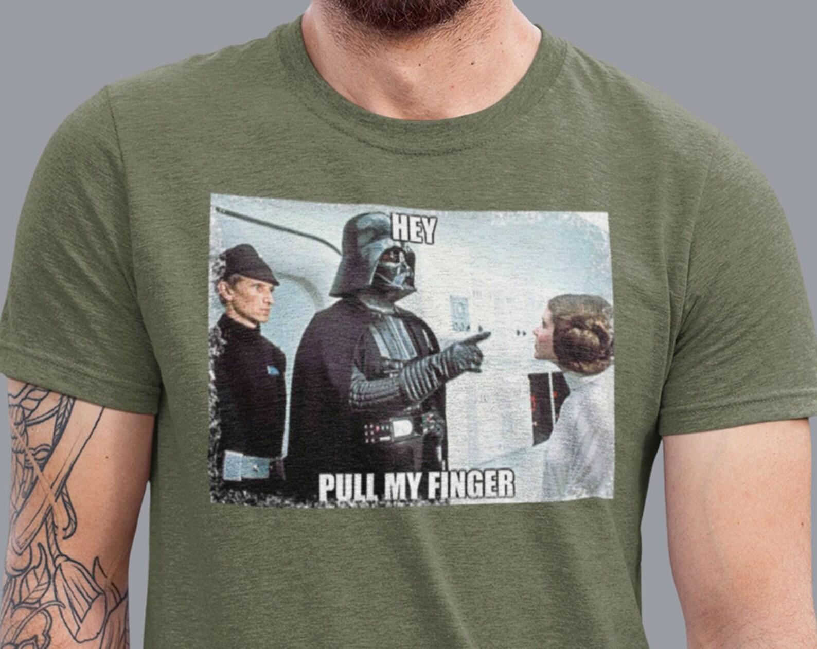 Funny Star Wars Shirt, Pull My Finger Tee, Funny Darth Vader Tshirt, Darth Vader Rebel Princess Leia Movie Gift For Boyfriend, Husband Gift 2XL
