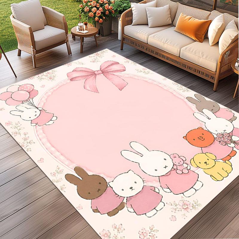 Miffy Print Rug, Washable Floor Carpet, For Entryway Dorm Laundry Room Office Study, Home Decor Birthday Christmas Gift