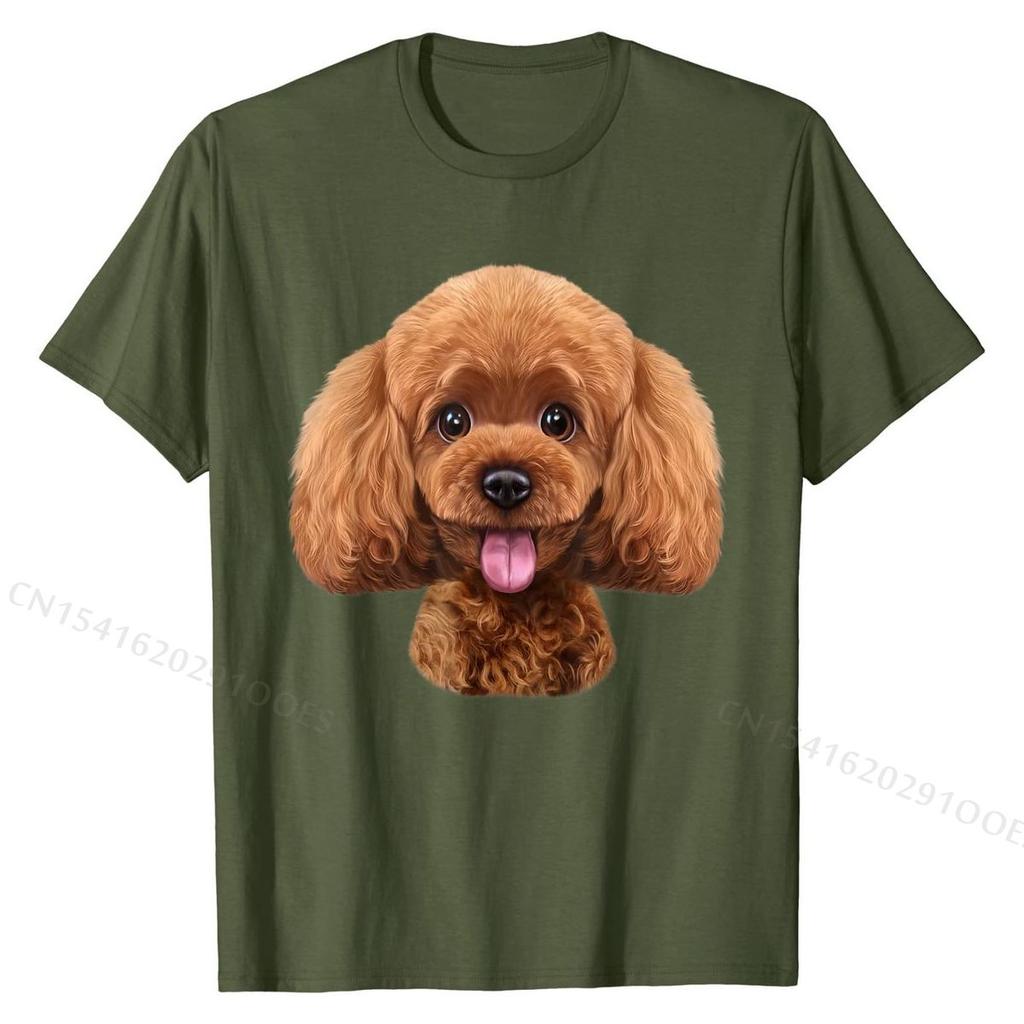 Playful Toy Poodle Face, Funny Dog T-Shirt Cotton Unique Tops & Tees Funny Man T Shirts