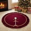 Christmas Tree Skirt with Gold Trim Ruched for Living Room, Hotel Lobby