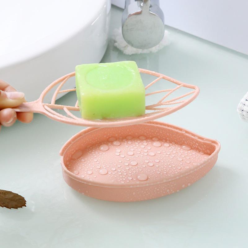 Creative Double-Layer Leaf Soap Box with Drainage for Bathroom and Toilet.