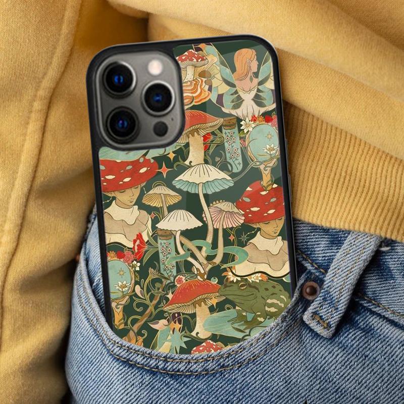 Psychedelic Mushrooms Florals Soft Phone Case for iPhone 17 Air 16e Pro max 15 Pro 13 14 Plus 11 12 MagSafe Magnetic Coque