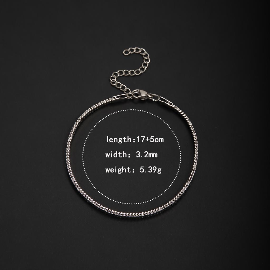 New European and American Stainless Steel Flat Snake Bracelet, Light Luxury Minimalist, Stackable Basic Accessory Chain
