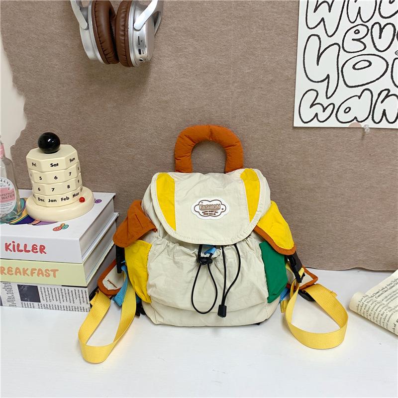 Schoolbag Primary School Students Lightweight Color Matching Schoolbag Backpack Contrasting Colors Men and Women Parent-child Backpack Niche Outdoor