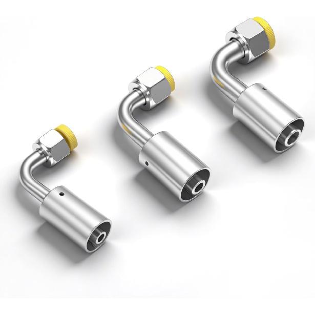 

3PCS Air Conditioning #6#8#10 Sliver AC Fitting Set Female Oring Beadlock 180 Degree (straight) 90 degrees