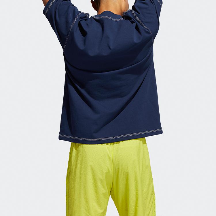 Adidas Originals Trefoil Logo Embroidered Loose Sports Round Neck Short Sleeve T-Shirt Men Tops Collegiate-Navy-Blue GN3811