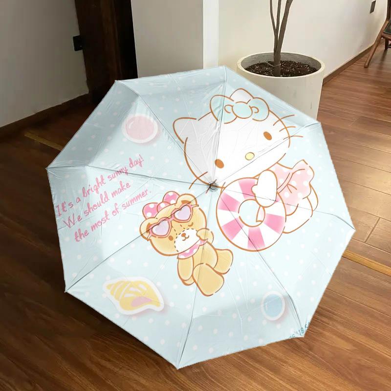 1pc Hello Kitty Summer Adventure Umbrella with Plastic Handle,Suitable for All Seasons Home Travel Outdoor UmbrellaSanlio613