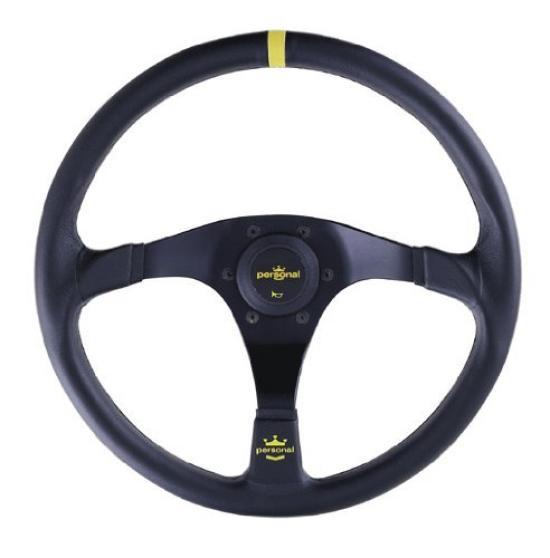 

TROPHY Black Stitch 350mm Steering Wheel P051 [personal] Leather/Yellow чорний