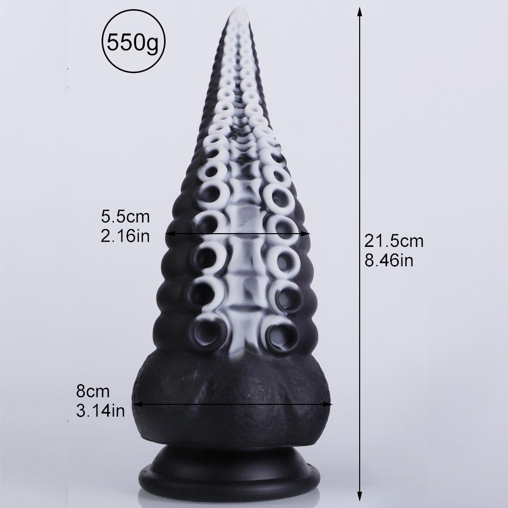 Riesiger dicker Tentakeldildo, großer Monsterdildo, großer schwarzer Dildo mit starken Saugnäpfen, konischer Analdildo aus Silikon, Produkte für Erwachsene