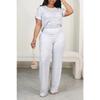Women's Short Sleeve Sequins Casual Two Piece Suit Pants