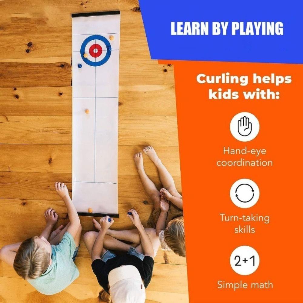 1 Set Mini Shuffleboard Curling Game Foldable Tabletop Curling Game Family Fun Board Games   School