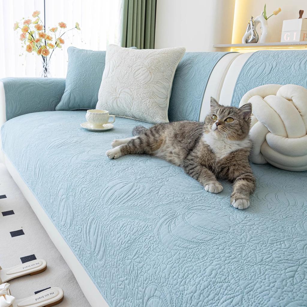 Baumwoll-Sofakissen Universalstoff Rutschfester Sofabezug Creme Wind Wohnzimmer Gerade Reihe Sofasitzkissen Sommer