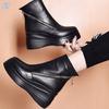 Slope Heel Women's Boots Autumn and Winter New European and American Wind Oblique Zipper Waterproof Platform Thick-soled Muffin and Round Head Short