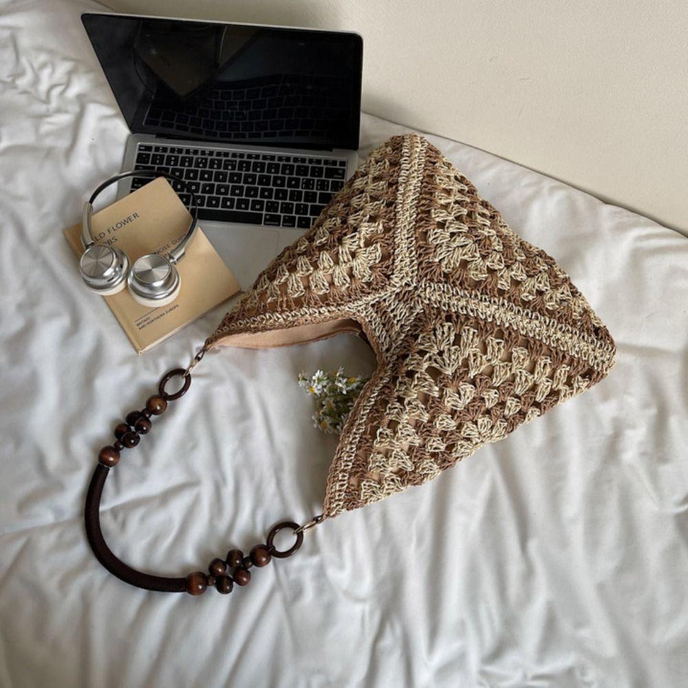 Beach Handbag Bohemian Beach Bag Hollow Out Hollow Shoulder Bag Cute Straw Woven Bag  Streetwear