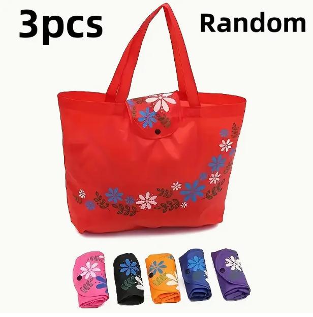 

3/6 шт. Многоразовые сумки-тоут для покупок, Складные сумки для хранения из полиэстера с принтом и застежкой на пуговицу, Органайзер для одежды на День благодарения