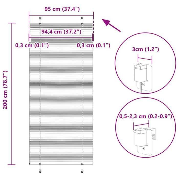 VidaXL Store plissé noir 95x200 cm largeur du tissu 94,4 cm polyester, store plissé de fenêtre, store accordéon, store 4015159