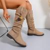 Size 43 Suede Pleated Pile Boots Women's Autumn Large Size Skinny Tall Knight Boots