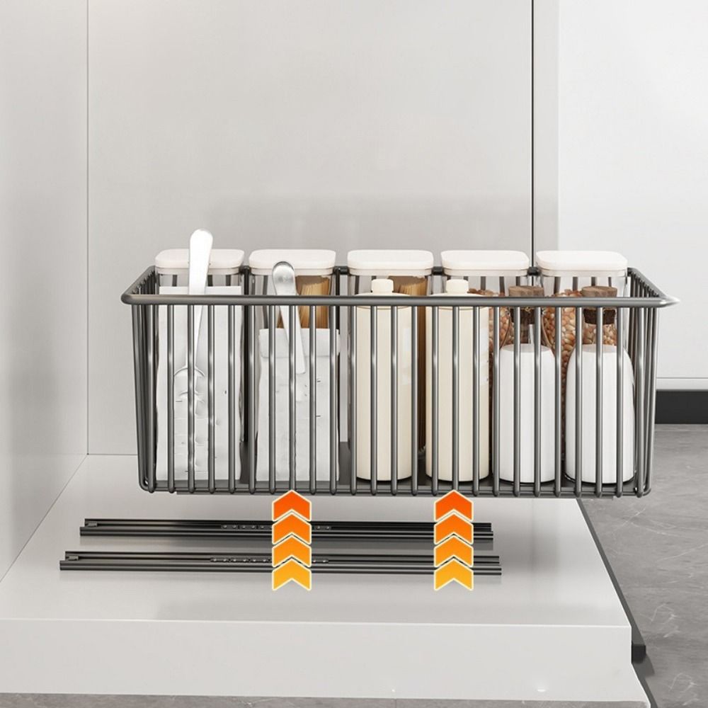 Carbon Steel Slide-Out Drawer Storage Box Pull Out Under Sink Storage Drawer  Bathroom