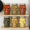 Skull Storage Jar,Glasses Skull Jars with Lids for Spices,Reusable Drinking Skulls-Shaped Decorative Storage,Gothic Glass Halloween Cookie Mason,Uniqu