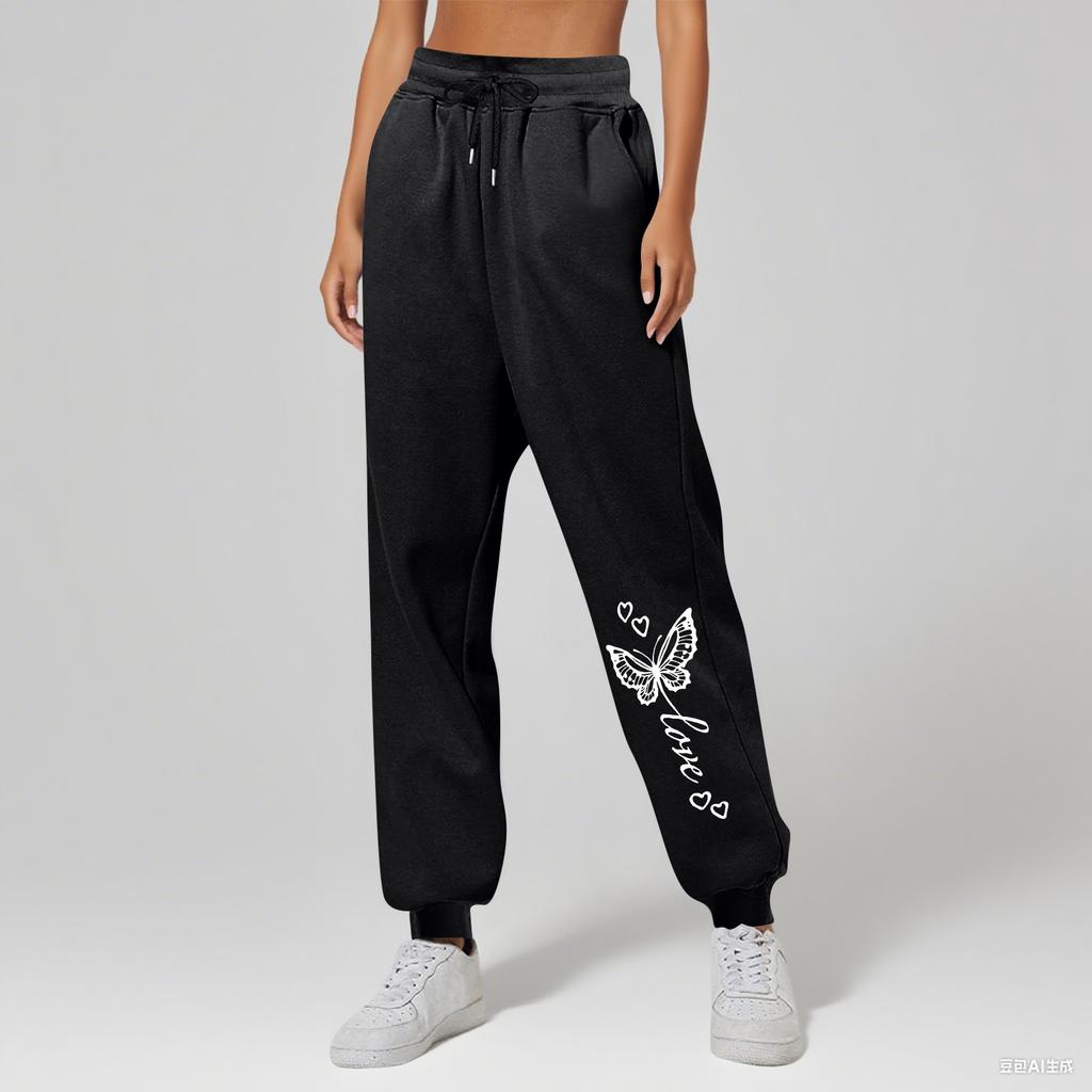 Ladies' Printed Unisex Casual Pocket Drawstring  Pants