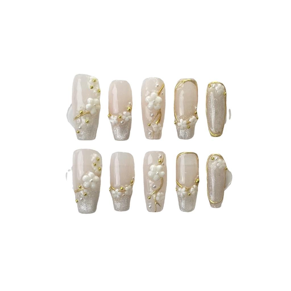 Handmade French Cherry Blossom Cat Eye Nail Stickers Ultra-thin And Seamless