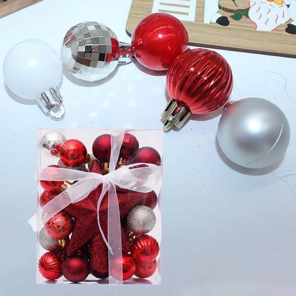 30pcs Plastic Christmas Balls Pendants Glitter Special-shaped Xmas Tree Toppers Star Electroplated Christmas Ornaments