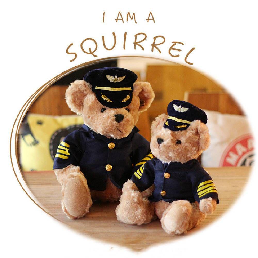Cute Captain Teddy Bear Plush Toy For Kids And Aviation Enthusiasts