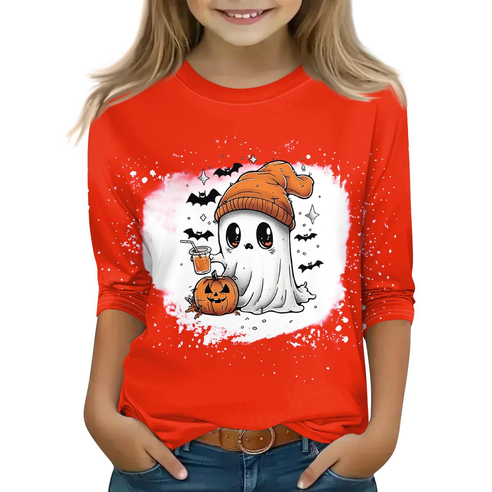 

Топы с принтом для девочек 5-16 лет с круглым вырезом и рукавами 3/4 Футболки Модные топы Наряды Футболки 140