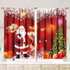 2 Pieces of Santa Claus Christmas Tree Printing Curtain - Polyester Material - Suitable for Bedroom Living Room Study Room Priva