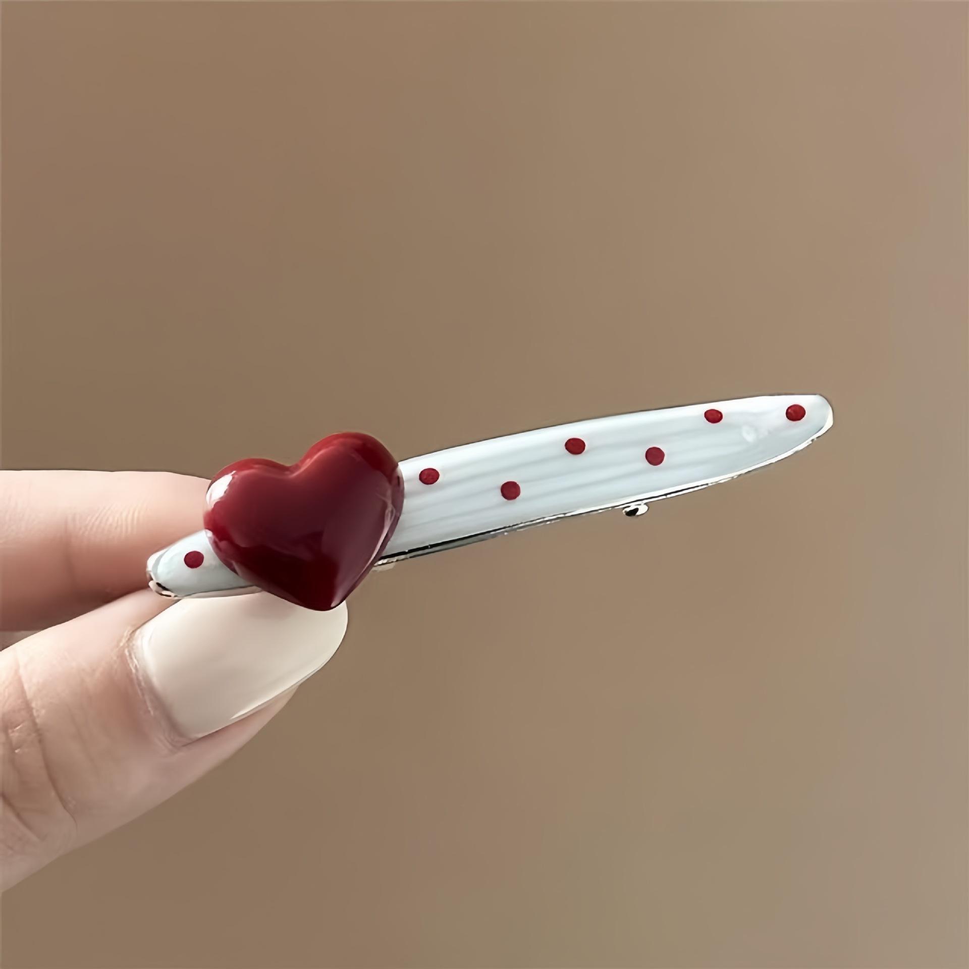 

5/3Pcs Sweet Cute Red Heart Hair Clip for Women Girls Versatile Cherry Polka Dot Bangs Side Clip Fashion Hair Accessories Gifts 3pcs