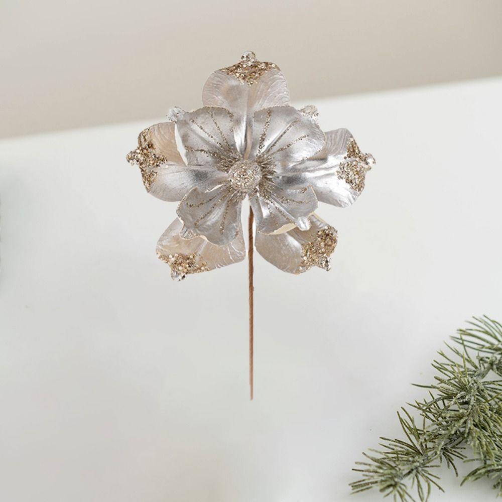 DIY Artificial Xmas Flower High-grade Glitter Flower 23CM Simulation Christmas Flower  Party