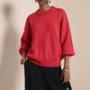 YYFS Moda feminina casual outono inverno cor sólida estampa manga comprida gola redonda suéteres