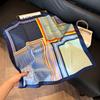 Silk scarf women's spring and autumn decoration versatile ins simple style striped square scarf streamer simulation silk fashion scarf scarf scarf