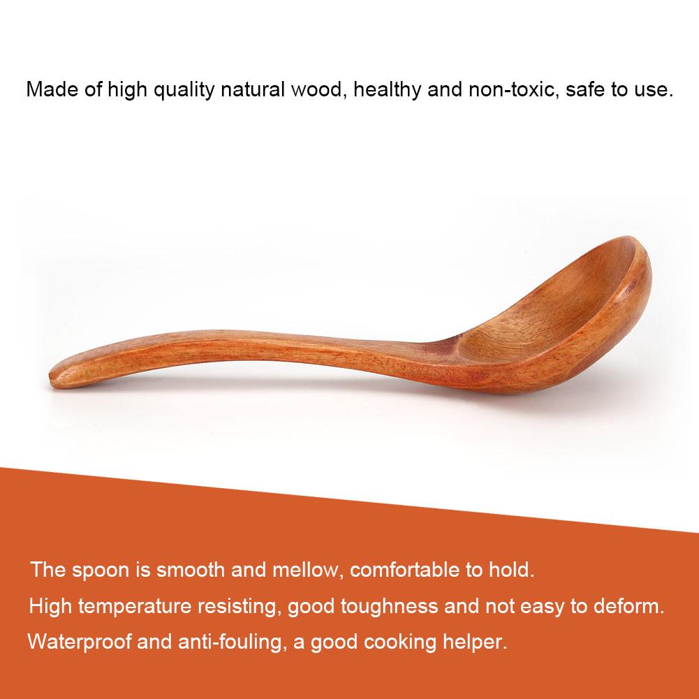 Natural Wooden Ladle Long Handle Spoon Kitchen Cooking Tool Utensils (#01)