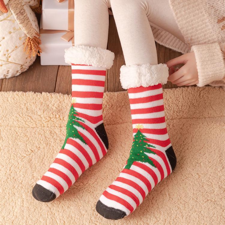 Women's Winter Christmas Stockings: Cozy Mid-Calf Snow Socks with Velvet, Perfect for Home Sleeping