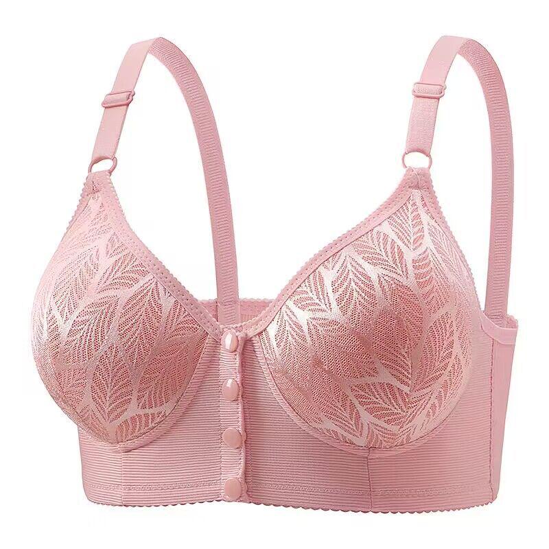 Cross-Border Large Front Buckle Wireless Bra with Side Support and Jacquard Design