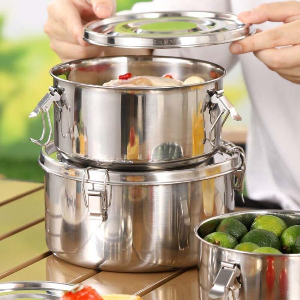 Round Korean Lunch Box with Buckle Lunch Container Kitchen Supplies Food Storage Box  Refrigerator