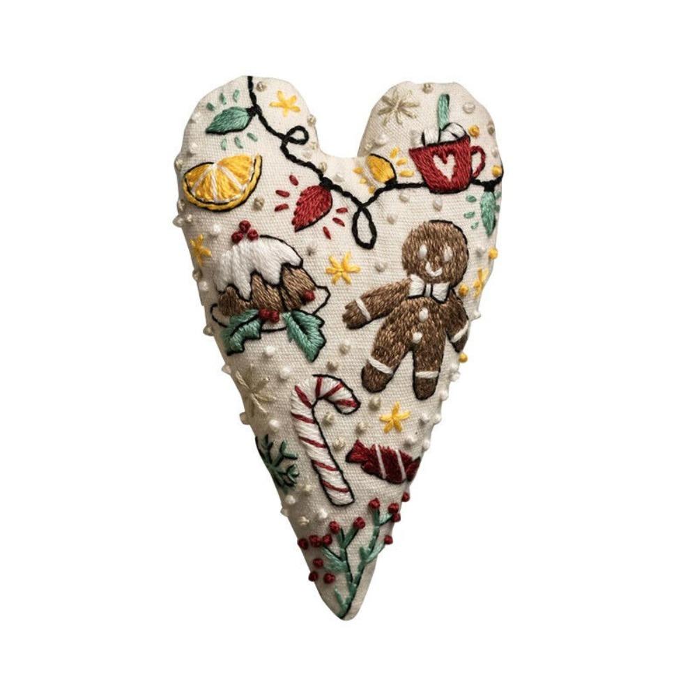 Festival Heart Christmas Embroidery Kit Gifts with Needle and Thread Heart Cross Stitch Kit Material Package