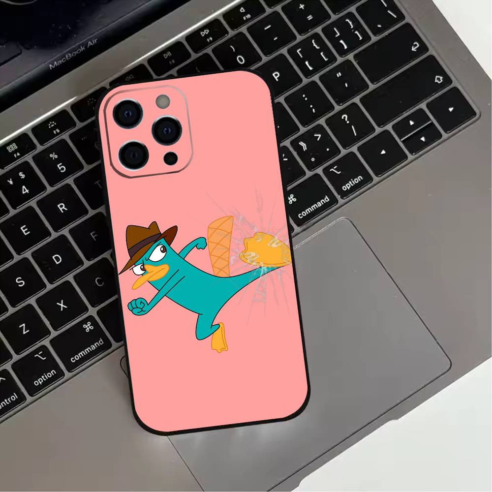 

cute Cartoon Perry The P-Platypus Phone Case For iPhone 17,16,15,14,13,12,11 Plus,Pro Max,XS,Soft Silicone Black Cover iPhone11PROMAX