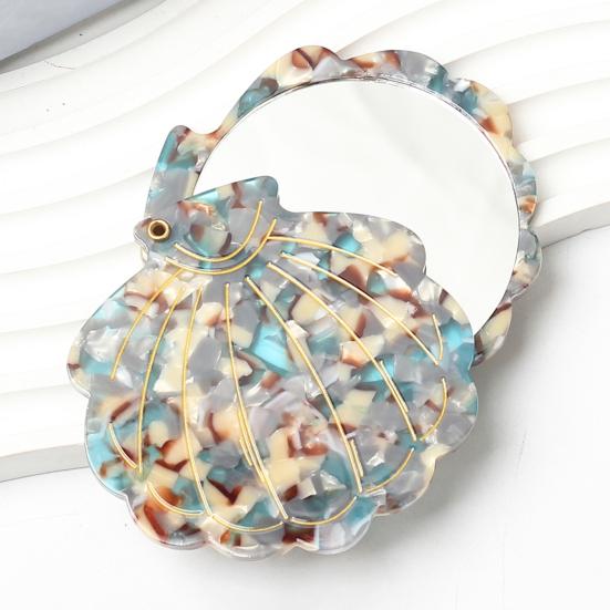 Muschelform Make-up Spiegel Tragbarer Reise Essigsäure Faltbarer Schminkspiegel Leichtgewichtiger Frauen Mädchen Handspiegel