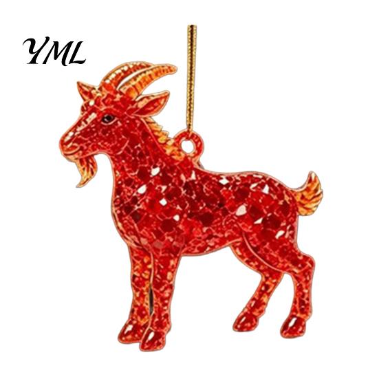 Christmas Gift for Friends Goat Tree Hanging Ornaments, Decorative 2D Flat Acrylic Themed Craft Supplies Pendant Holiday Party Home Decor, Lightweight