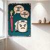 Vintage Comedy Toothbrush & Toilet Paper Angry Face Metal Tin Sign Retro Distressed Rusty Plaque for Home Bar Man Cave Cafe Wall