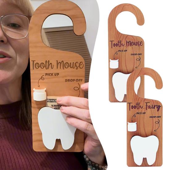 Dřevěný držák na zuby Závěska na dveře Vyzvednutí odevzdání vypadlých zubů Dveřní držák Knoflík Závěsná dekorace Dekorace do dětského pokoje Pro kluky a holky Povzbuzující dárek