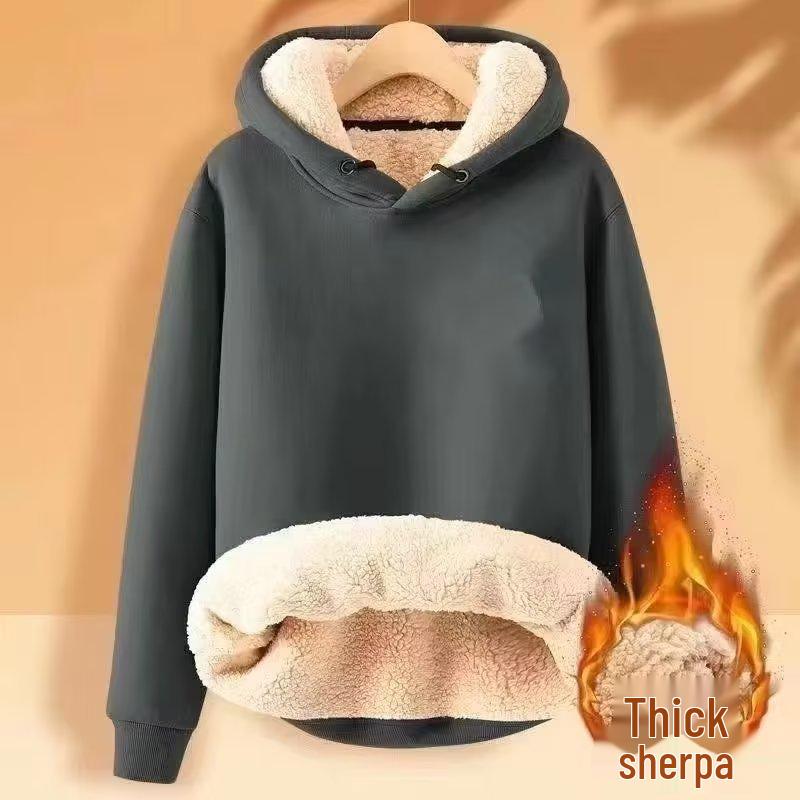 Men's Lambswool Cotton Coat, Plus Velvet, Thickened Loose Fit, Korean Style, Autumn/Winter Trendy Jacket